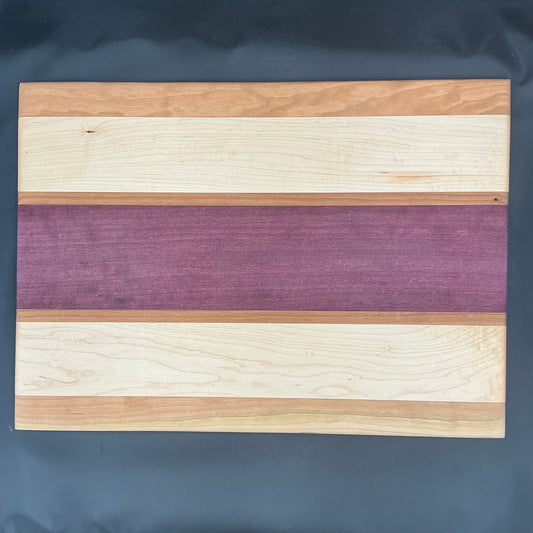 Purple Heart maple cherry. 16.5x12x.5”