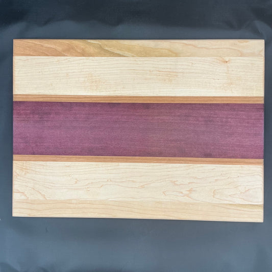 Purple Heart maple cherry. 16.5x12x.5”